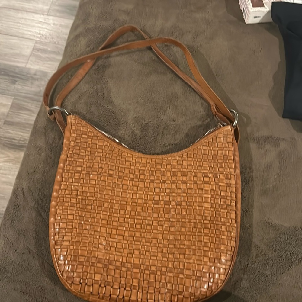 Vilenca Holland 🇳🇱 Woven Leather Convertible Hobo/ Backpack Bag in Cognac